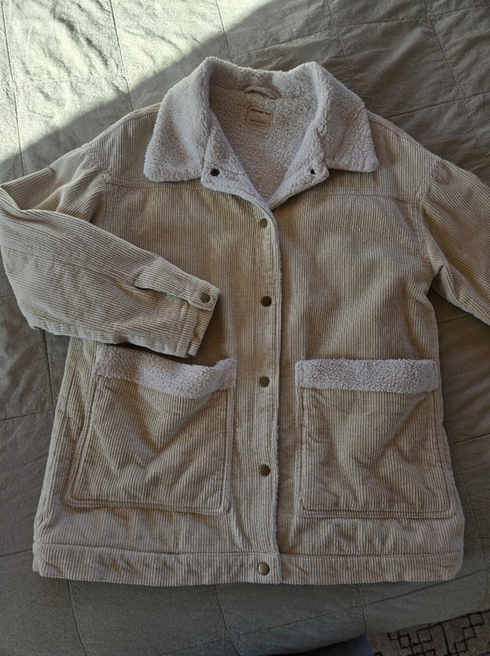 Jackson Rowe Cream Corduroy Sherpa-Lined Jacket